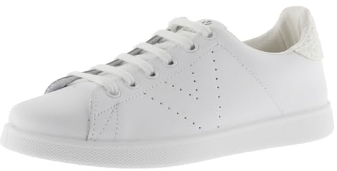 Victoria Baskets Tenis Cuir & Partie Arrière Pailletée & Logo Perforé 1125104 pour Femme Blanco 39