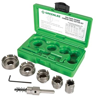 Greenlee 660 6-Piece Quick Change Carbide-Tipped Unfinished Hole Cutter Set, 7/8 - 2