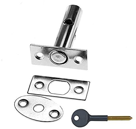 Merriway BH03298 32 mm (1,1/4 tum) satin krompläterad fönster/dörrsäkerhetsställ bult och nyckel