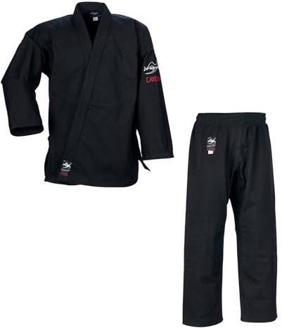 Ju-Sports Ju-Jutsu Anzug Cayon Black 180 I Moderner Jujutsu Anzug Kinder & Erwachsene I Kampfanzug fürs Training I Doppelt verstärkter Brust- & Schulterbereich I 100% Baumwolle