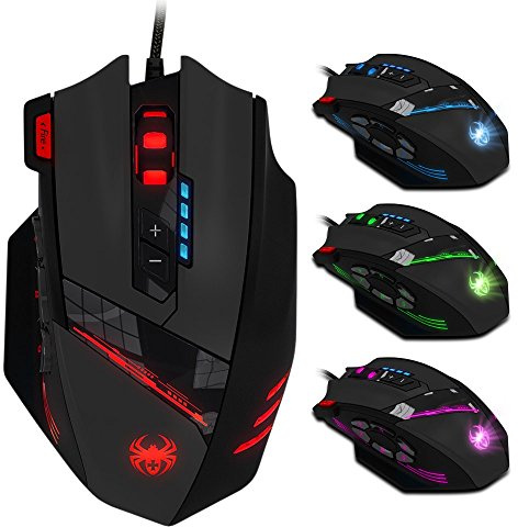 12 Programmable Buttons C12 Gaming Mouse, AFUNTA Laser Double-Speed Adjustment 8000DPI Mice Support 4 Level Switch