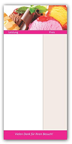 Kellnerblöcke-Set (Eis Motiv, 50 Stück) - Premium Kellnerblöcke mit je 50 Blatt pro Block. Für Gastronomie/Restaurant/Gaststätte/Eiscafé Kaffee Eisdiele/Café