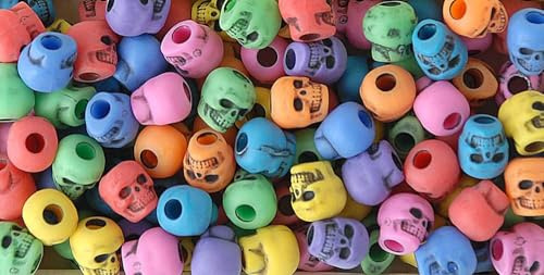 The Beadery - 11x9mm Skull Beads, Antiqued Circus Multi - 1/4 Lb - 1180SV289A