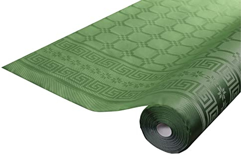 Pro Nappe - Ref R482518I - Mantel de Papel Damasco desechable en Rollo 25 M Largo X 1,20 M Ancho - Color Verde Pino - Papel Damasco con Estampado Universal Chic y clásico