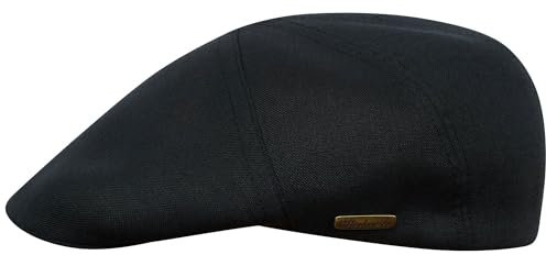Sterkowski Modell Ivy Five| 100% Naturleinen Schiebermütze für Herren und Frauen | Schirm Irisch Gatsby Flat Sonnenschutz Flachkappe Atmungsaktive Style Elegante Trendige Freizeitkappe Schwarz 57