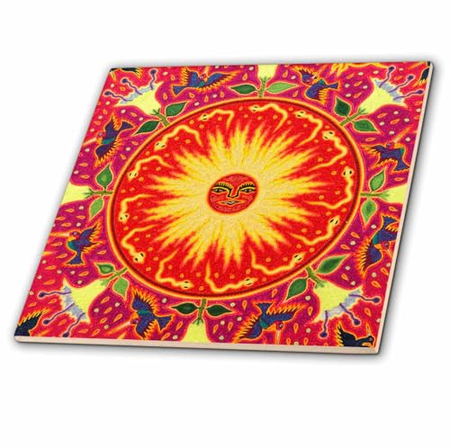 3dRose Folk Art, Huichol Art, Santa Fe, New Mexico - US32 JMR1119 - Julien McRoberts 12 Inch Ceramic Tile