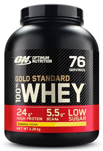 Optimum Nutrition Gold Standard 100% Whey, Proteinpulver, Geschmack Banana Cream, 2.28kg, 76 Portionen