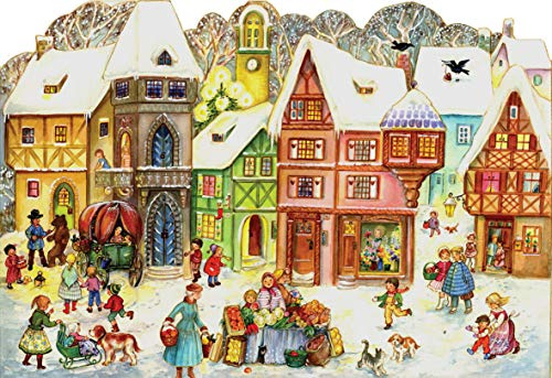 Nostalgischer Adventskalender/Weihnachtskalender mit Bildern und Glimmer für Kinder und Erwachsene Marktplatz