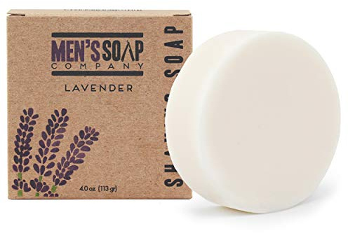 Men’s Soap Company Shaving Soap Refill Puck, 4.0 oz - Natural Vegan Ingredients with Shea Butter & Vitamin E for Thick Lather and Skin Protection, Lavender