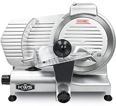 KWS Commercial - Cortador eléctrico de carne de 320 W de 10 pulgadas, cortador de delicatessen de carne congelada, cafetería, restaurante y uso doméstico, bajo nivel de ruido, certificado ETL, NSF