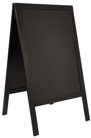 SECURIT - Gehwegtafel aus Kiefernholz „Woody“ - Tafel für Kreidemarker - Für Restaurants, Bars, Cafés Geschäfte - 69 x 120 cm - Schwarz