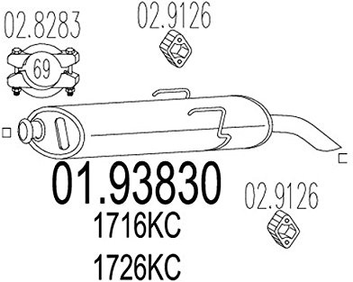 MTS Silencieux arrière Pot d'Échappement 01.93830