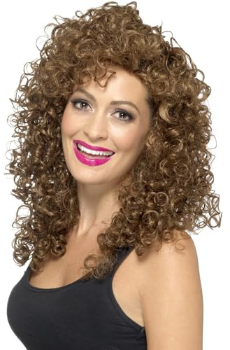 Smiffys Boogie-Schätzchen Perücke, Braun, Lang, lockig Halloween