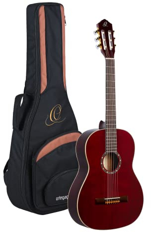Ortega Guitars Chitarra da concerto 4/4 – Slim Neck – Family Series Pro – Include Gig Bag – Massiccio Rosso Canadese, mogano, rosso (R131SN-WR)