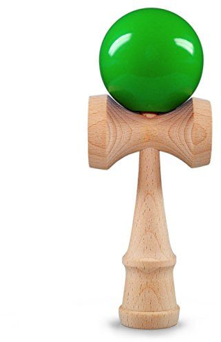 Ganzoo Kendama Bilboquet Tradicional japones de Madera de Haya, Lacado Blanco/Azul, Bola Perforada Aprox. 6 cm, Cuerda de Nylon Resistente, 3 Copas de Captura para Trucos y destreza