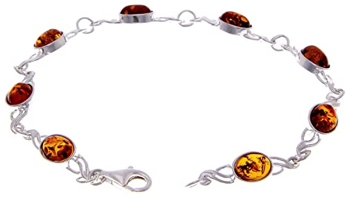 Underbart 925 sterlingsilver och baltisk bärnsten designerarmband - 3178, Armband Dam