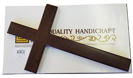 40cm wooden Mahogany very large wall hanging cross brown wood