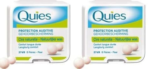 QUIES - Protezione dell'udito cera naturale - Confezione da 2 confezioni da 8 paia