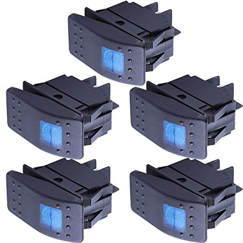 Mintice 5 X Interrupteur Commutateur à Bascule LED Bleu 4 Pin pour Voiture Marine Moto