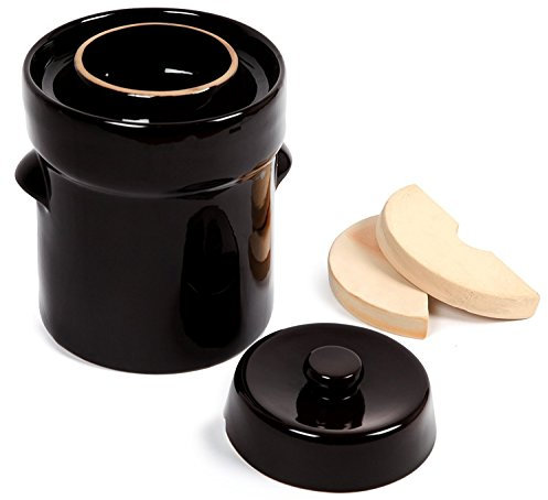 MS-Steinzeug Gärtopf 10 L Braun + Beschwerungssteine | Fermentation mit Sauerkrauttopf | Einmachtopf zum Konservieren | Vitalstoffbooster ideal für Vegetarier & Veganer | Inkl. toller Rezepte