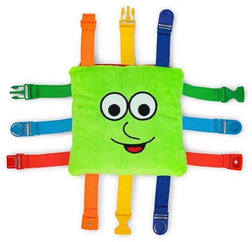 Buckle Toys - Buster Square - Learning Activity Toy - Develop Fine Motor Skills and Problem Solving - Easy Travel Toy - Educational Classroom Must Have