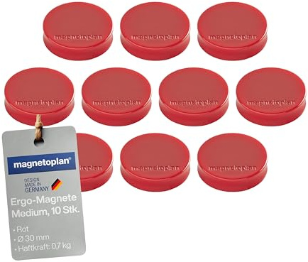 Ergo Magnete Medium, Durchmesser 30 x 8 mm, 10 Stück, rot