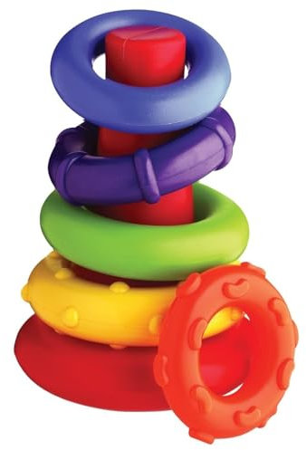 Playgro Ringpyramide, Steck- und Sortierspiel, Ab 9 Monaten, My First Sort and Stack Tower, Rot/Bunt, 40082