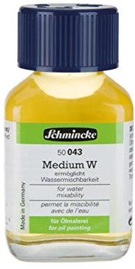Schmincke - Medium W, 60 ml, 50 043 025, flüssiges Hilfsmittel für die Ölmalerei, ermöglicht Wassermischbarkeit von Ölfarben, geruchsarm