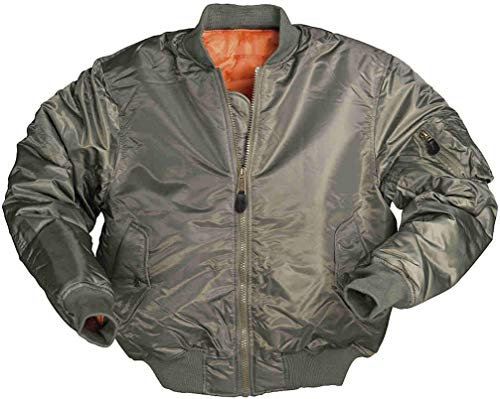 Mil-Tec US Fliegerjacke Typ MA1® PES • Klassische Bomberjacke im US Air Force Stil • Wendbare Pilotenjacke • Übergangsjacke Herren aus Polyester • Windfeste Outdoorjacke • Oliv, XL