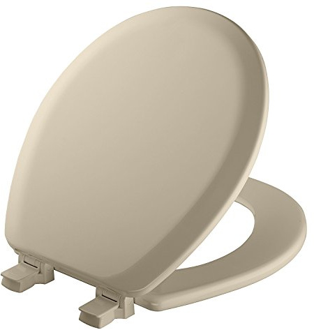 Mayfair Cameron Bone Toilet Seat, Non Slip Heavy Duty Wood, Easy Clean, Made in USA, Round