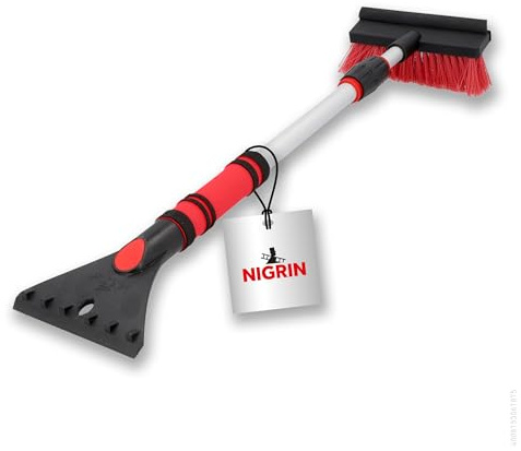 NIGRIN Eisschaber Auto Eiskratzer mit Schneebesen, teleskopierbar bis zu 60-95.5 cm lang