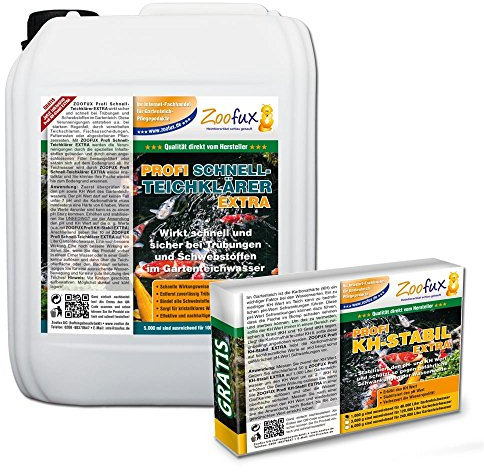 ZOOFUX Profi Gartenteich Schnell-Teichklärer EXTRA 5.000 ml (Wirkt sicher & schnell bei Trübungen und Schwebstoffen)