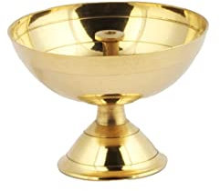 Shubhkart Pyali Diya - Lampada a olio indiana, realizzata a mano, in ottone massiccio, per puja e altri rituali religiosi, decorazione per casa, ufficio e templi, regalo per le feste (grande)