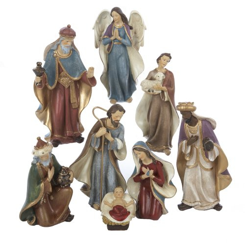 Kurt Adler Resin Nativity Figurine Set, 6.25-Inch, Set of 8