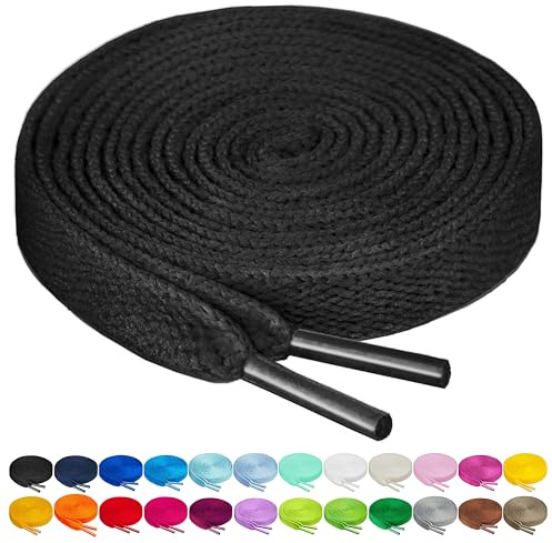 Birch Shoelaces in 27 Colors Flat 5/16 Shoe Laces in 4 Different Lengths (56 (142cm), Black)