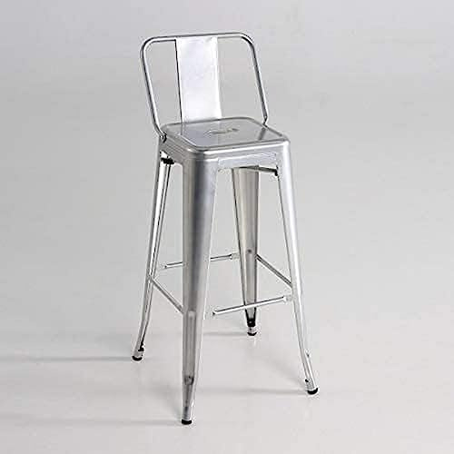 Kit Closet 5020519023 - taburete alto de metal con respaldo, plata, 95 x 43 x 43