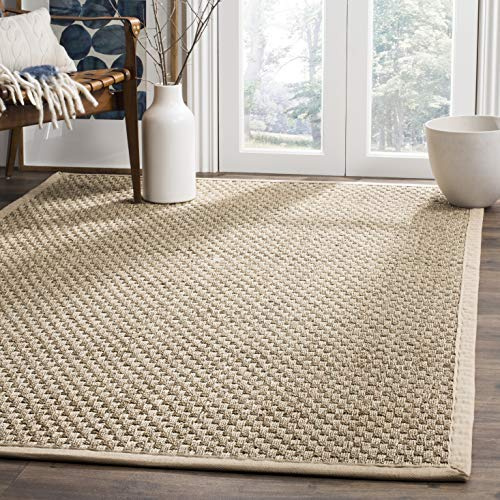 SAFAVIEH Area Rug 5x8 - Natural Fiber Collection - Natural & Beige, Seagrass, Basketweave Pattern with Border (NF114A)