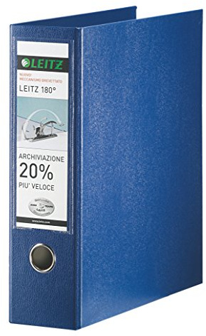 Leitz Raccoglitore con meccanismo a leva 180° e con custodia, Formato protocollo, Cartone rivestito in polipropilene, Dorso 8 cm, Blu, 390765050