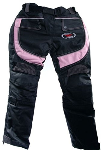 RKsports Kids Supersport Motorbike Motorcycle Textile Trousers Black Waterproof Windproof (Medium, Pink)