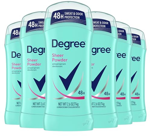 Degree for Women Antiperspirant & Deodorant Invisible Solid, Sheer Powder, 2.6-Ounce Stick (Pack of 6) by Degree