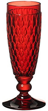 Villeroy & Boch Boston Coloured Champán Cristal, Resistente Biselado, Cristal, Rojo, 16.3 x 6 x 6 cm, 1 Pieza