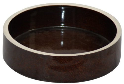 1000 ml Futternapf Futterschale Futtertrog Ø:24 cm Höhe: 6cm Napf für Haustiere Hamster Kaninchen Hase Nagetiere Kleintiere Hund Katze aus hochwertiger, robuster, dickwandiger Steinzeug Keramik braun