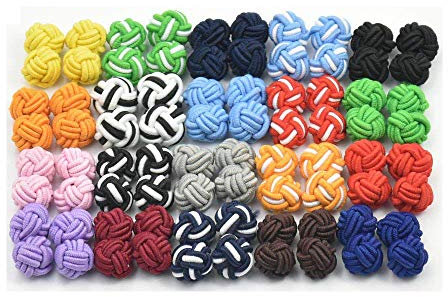 20, 50, 100 Paar Manschettenknöpfe in Knotenform aus Seide, blanko und gemischte Farben