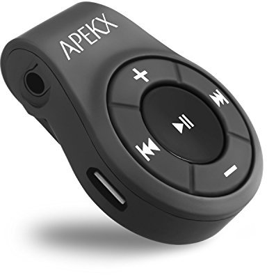 APEKX Clip Bluetooth Audio Adapter for Headphones, Headset, Speaker, Wireless Receiver with MIC for Hands-Released Call and Music