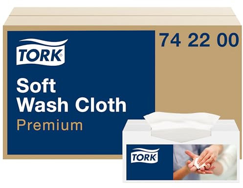 Tork weiches Waschtuch Weiß, Einzeltuchentnahme, Premium, hygienisch, 1 × 135 Tücher, 742200