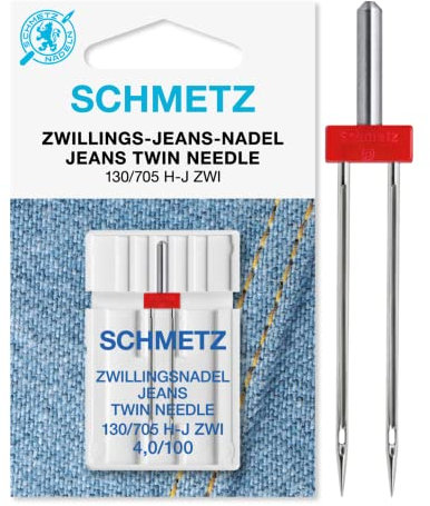SCHMETZ | 1 Nähmaschinennadel | Zwillings-Jeans | 130/705 H-J ZWI 4.0 | Nadeldicke 4.0/100 | auf jeder gängigen Haushaltsnähmaschine einsetzbar