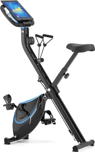 Gymtek FX600 Klappbar Magnetischer Heimtrainer Fahrrad für Zuhause bis 120kg, Hometrainer Fahrrad 8 Widerstandsstufen, 4kg Schwungmasse, Ergometer Heimtrainer mit LCD Display