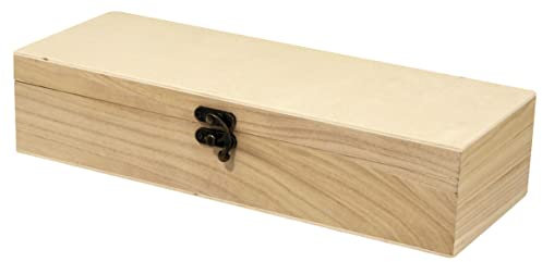 Rayher Set of Four Wooden Storage Boxes, 4-Piece Storage Box Set, Storage Containers to Decorate, DIY Keepsake Box, Wood Jewellery Box, natural wood, 32x12x7cm, 62299000