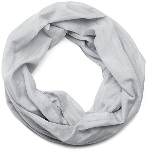 styleBREAKER leichter unifarbener Loop Schlauchschal | Sommerschal aus fließendem Material | Seidiges Halstuch für Damen & Herren | Weich, Luftig & Modisch | 77 x 46 cm, Farbe:Hellgrau