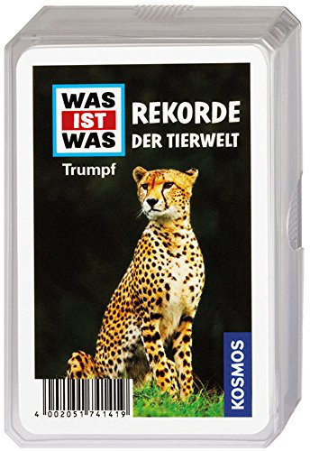 KOSMOS 741419 WAS IST WAS Rekorde der Tierwelt, Trumpf-Kartenspiel, für Kinder ab 8 Jahre, Wissen rund um das Thema Tierrekorde, Silver